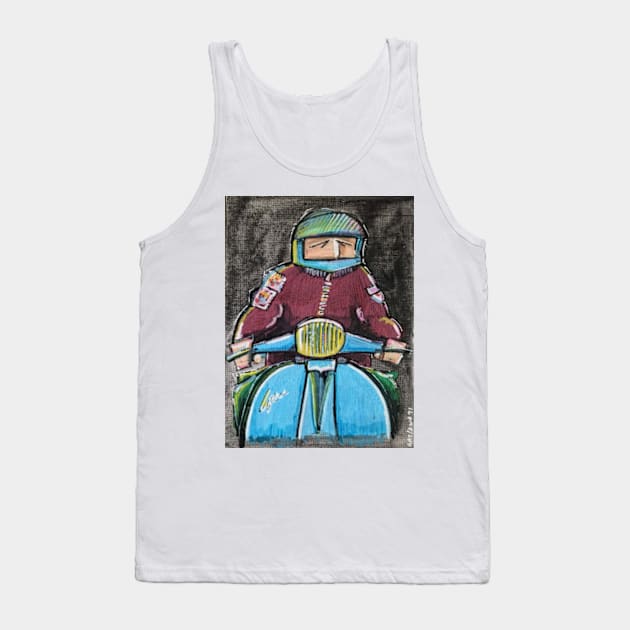 Retro Scooter, Classic Scooter, Scooterist, Scootering, Scooter Rider, Mod Art Tank Top by Scooter Portraits